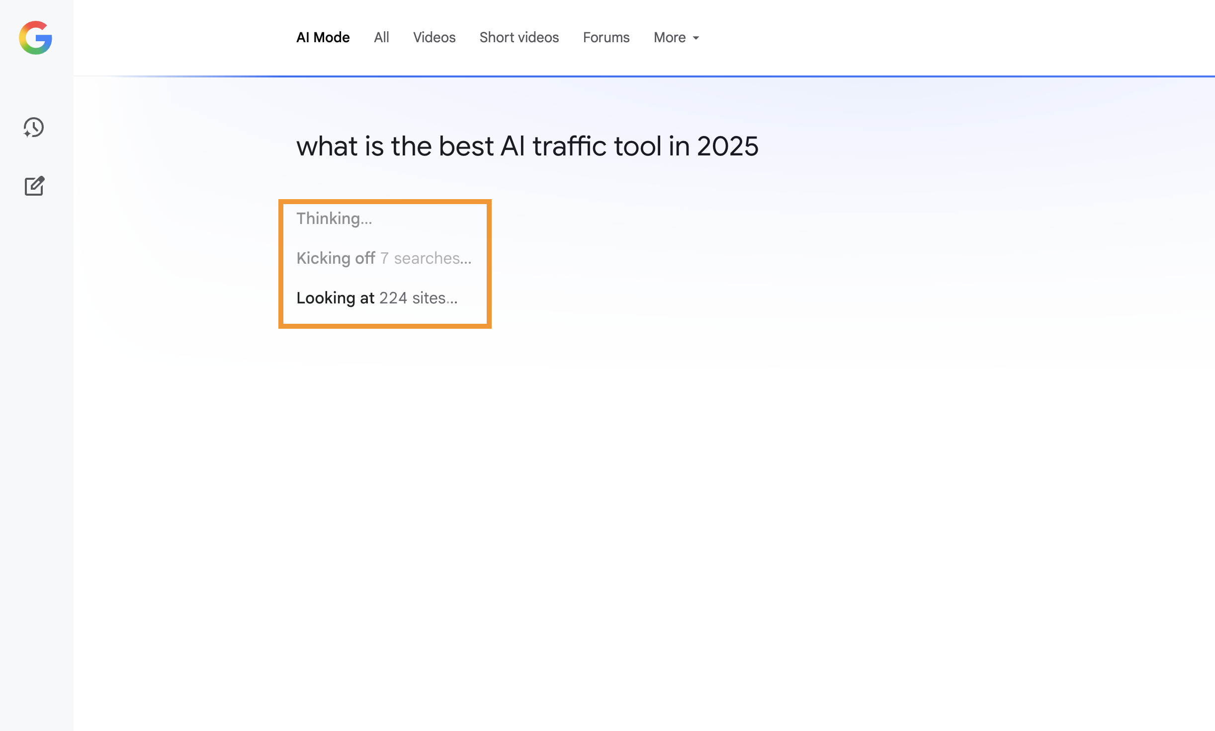 Google AI Mode performing a query fan-out