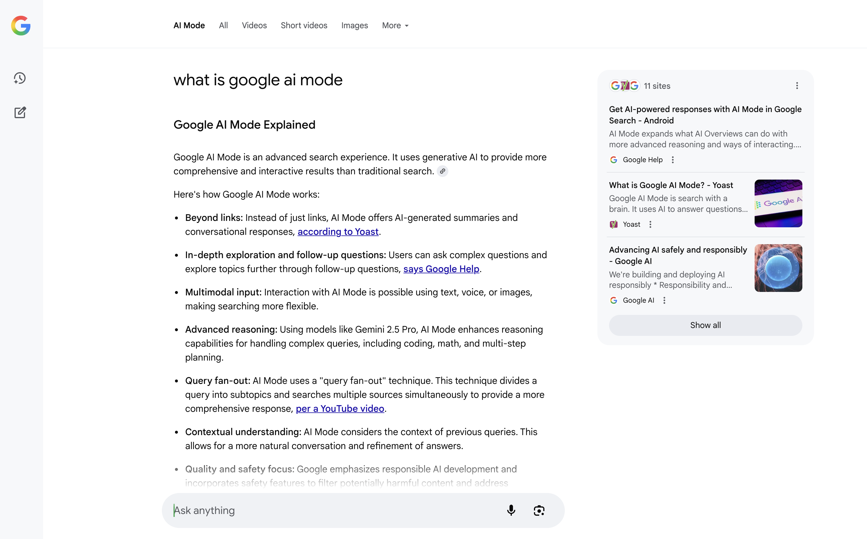 Google AI Mode screenshot